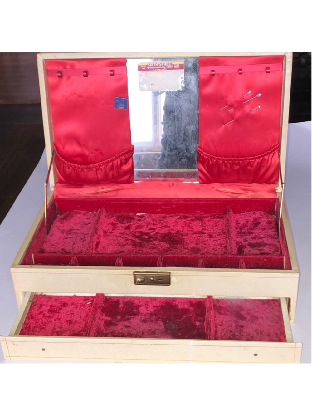 Vintage Red Velvet Jewelry Box